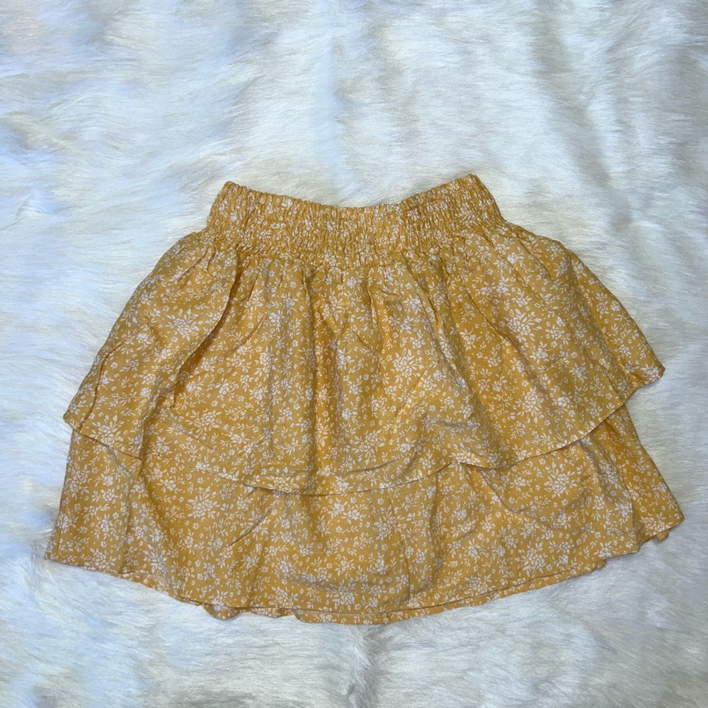 Yellow Flowy Skirt | Elastic waist | Mini Skirt